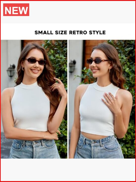 Vintage Small Oval Sunglasses Retro Narrow Frame UV Protection